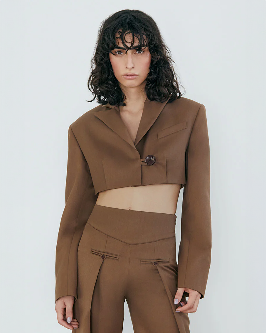 Crop Blazer Luciano Cocoa Brown