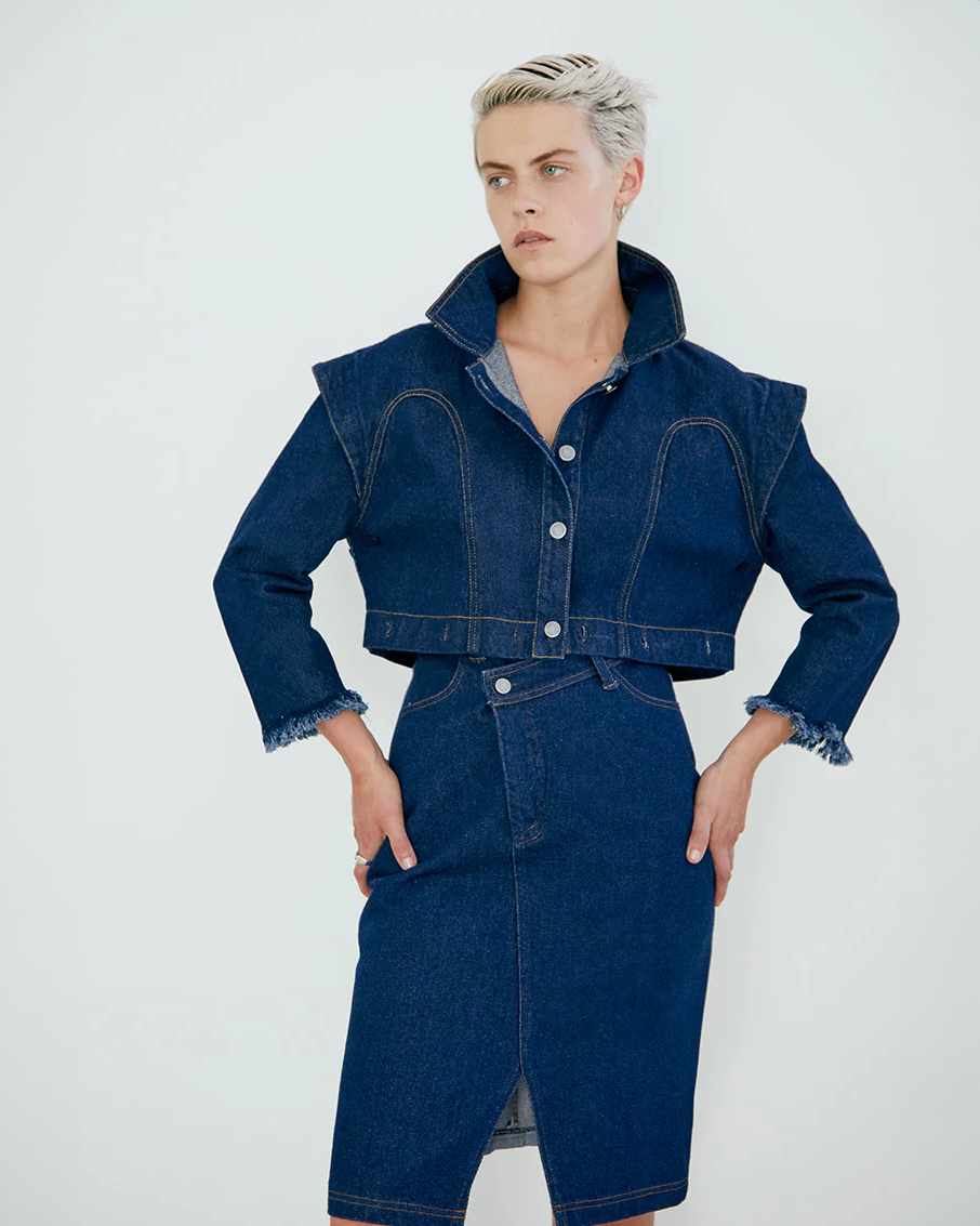 Gotti Double Denim Skirt