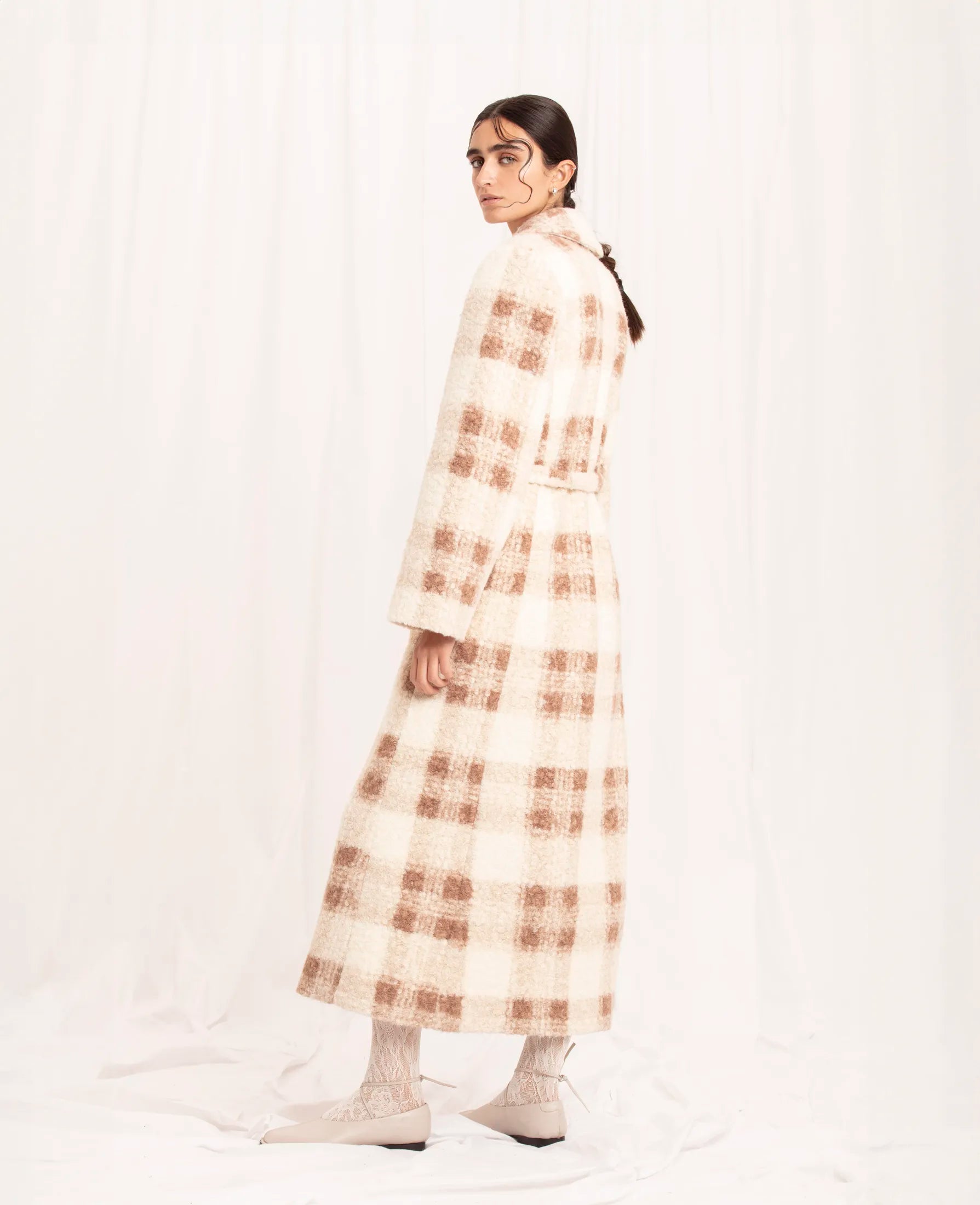 IMMEDIATE DELIVERY / Peggy Cream Tartan Coat