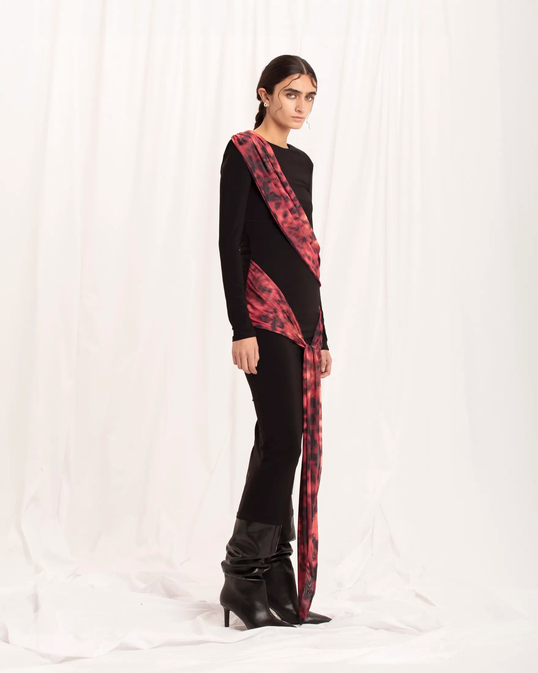 IMMEDIATE DELIVERY AGATHA / Dalmata Print Burgundy & Black Dress