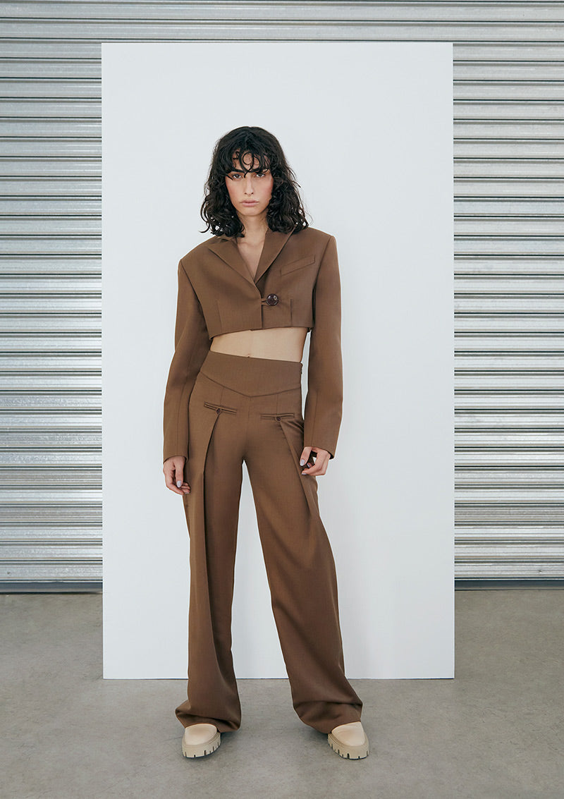 Crop Blazer Luciano Cocoa Brown