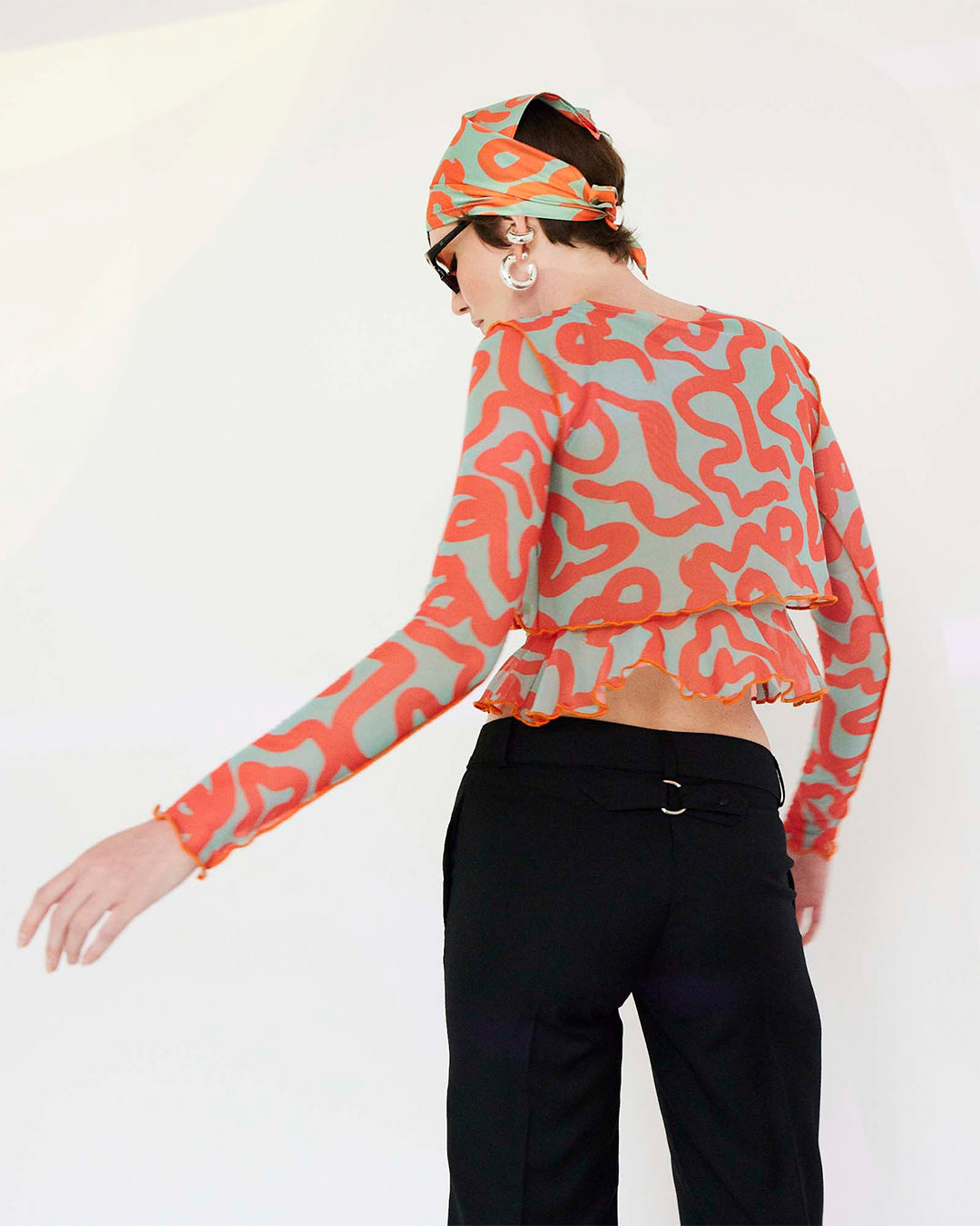 Loire Orange & Green Print Top