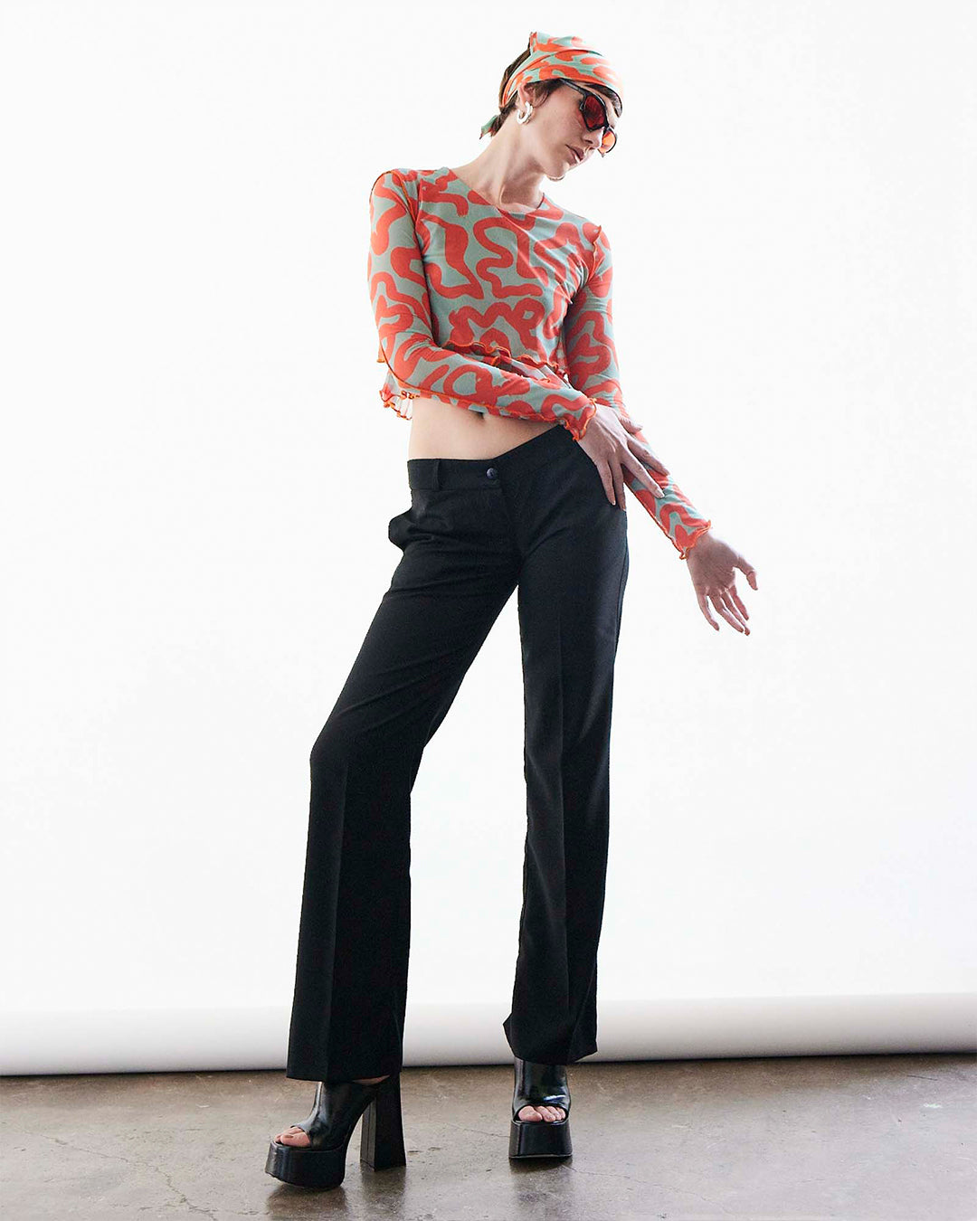 Loire Orange & Green Print Top