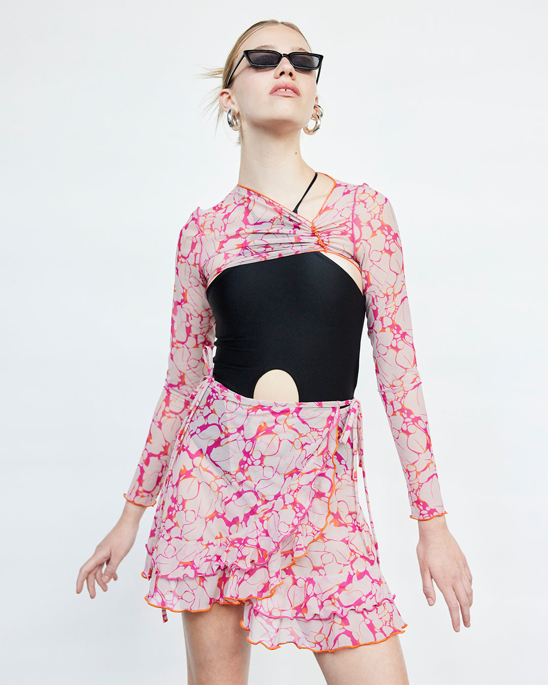 Parú Skirt Fuchsia & Orange Print