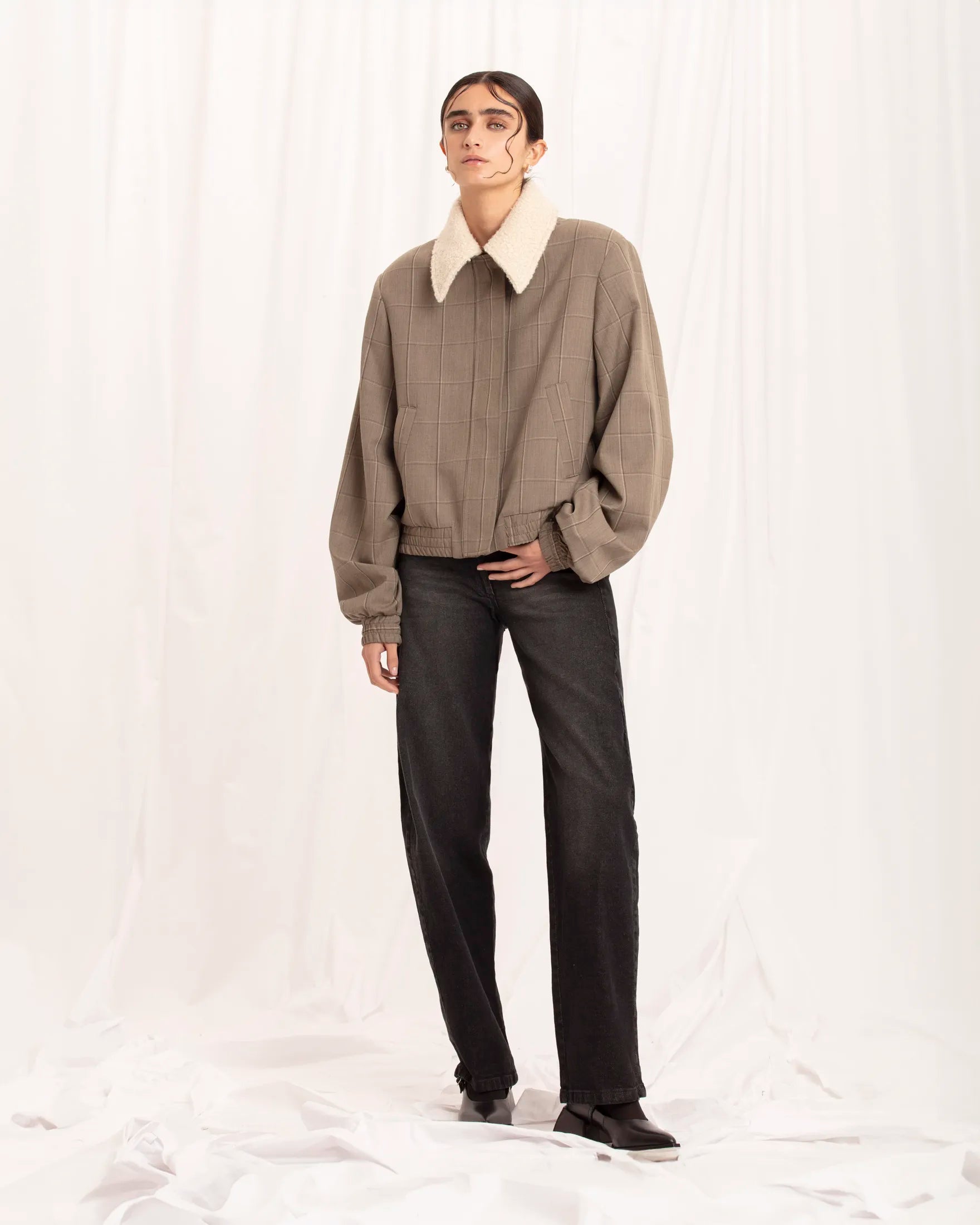 PRE-ORDER / Virginia Taupe Tartan Jacket