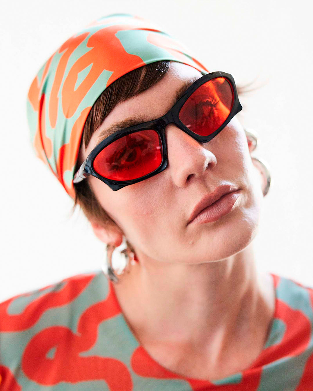 Lluta Orange & Green Print Scarf