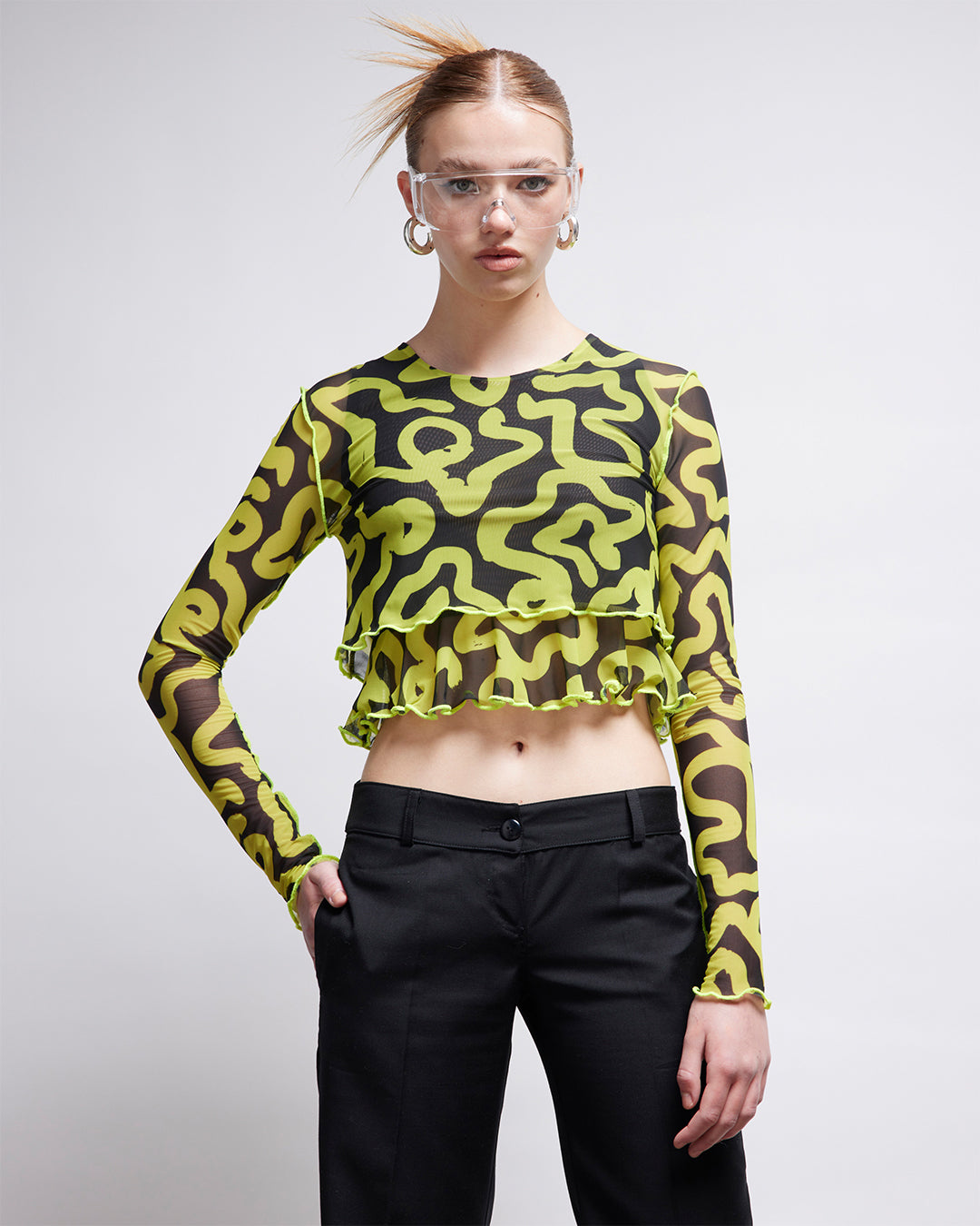 Loire Black & Yellow Print Top