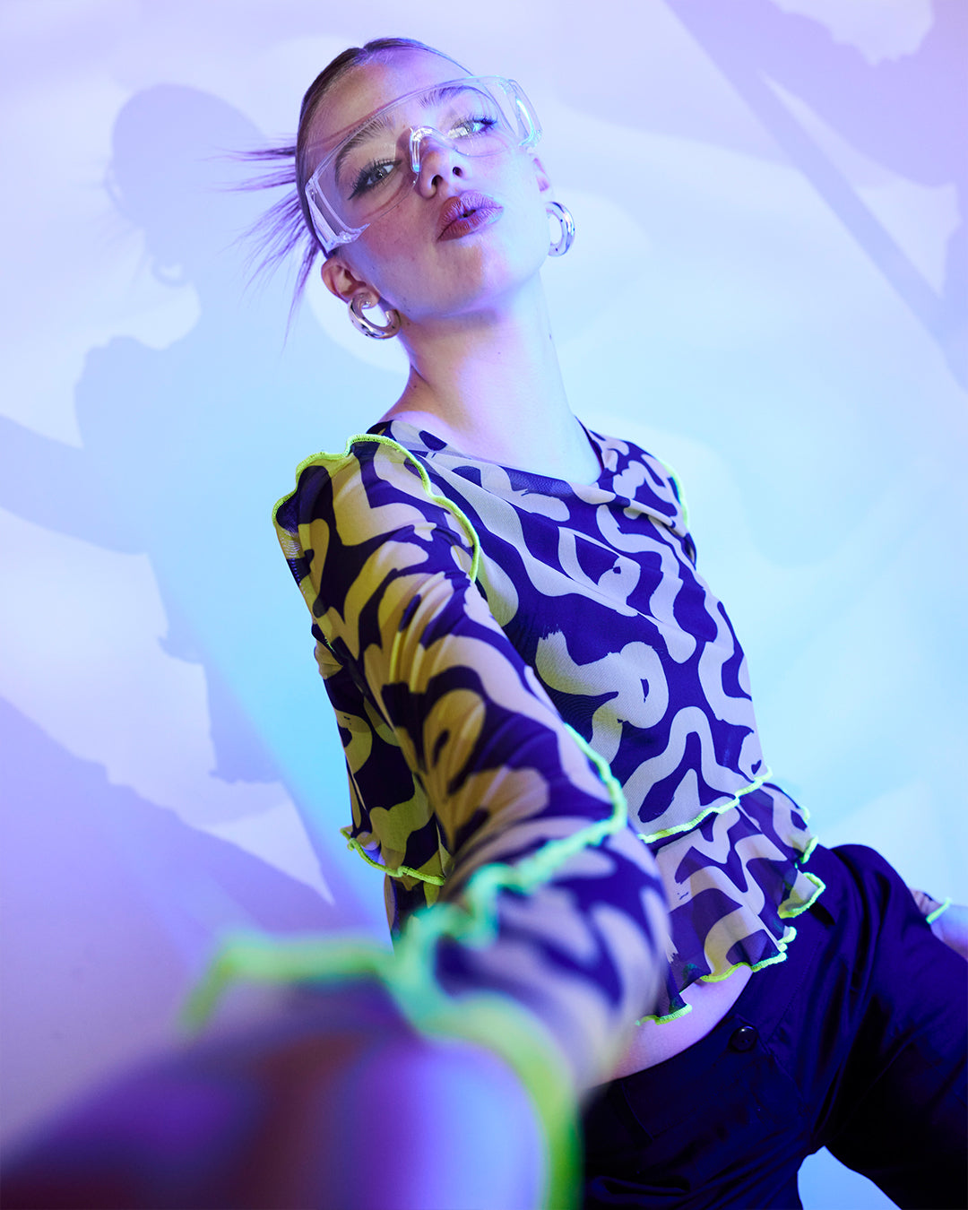 Loire Black & Yellow Print Top