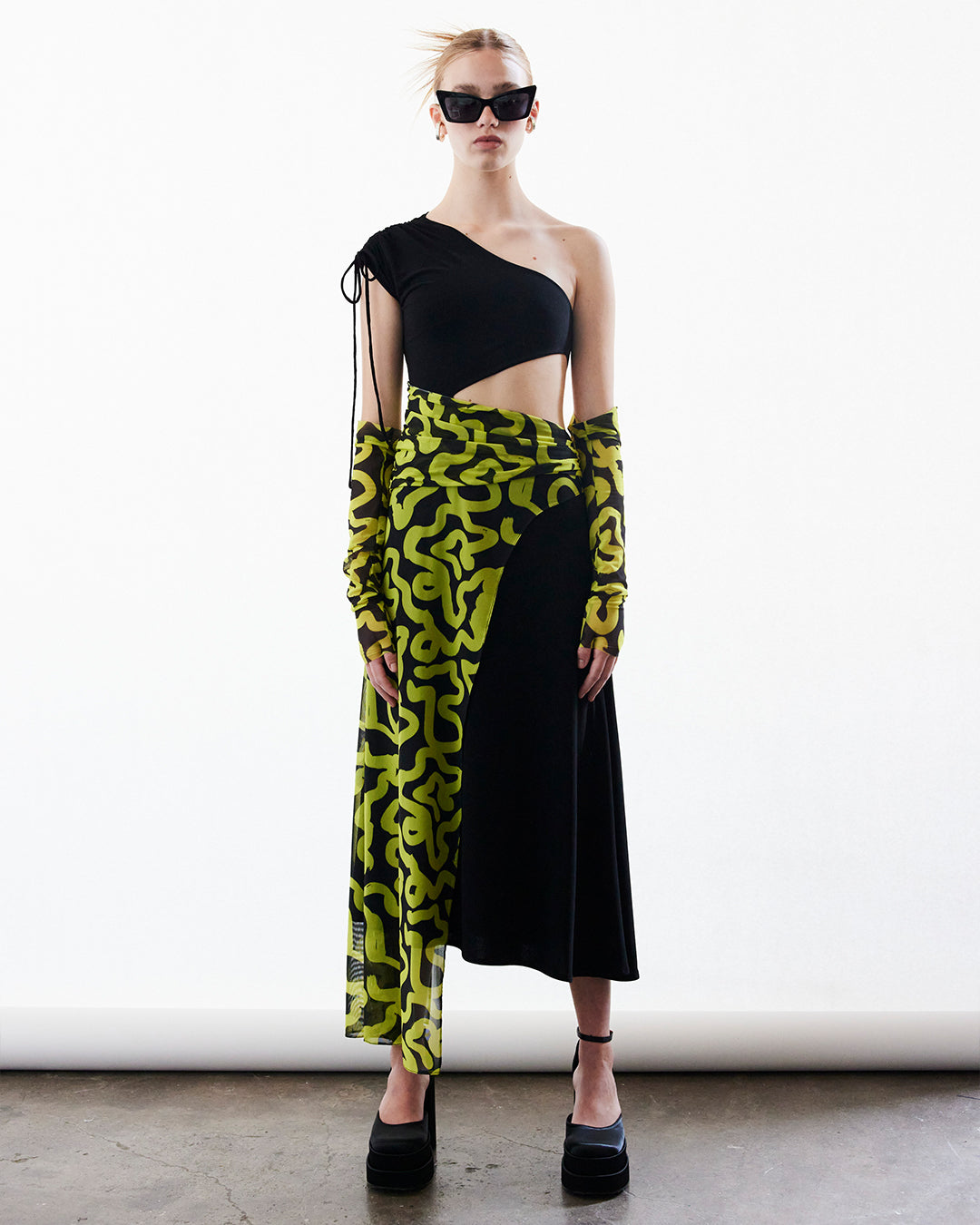 RIN Black & Yellow Print Dress